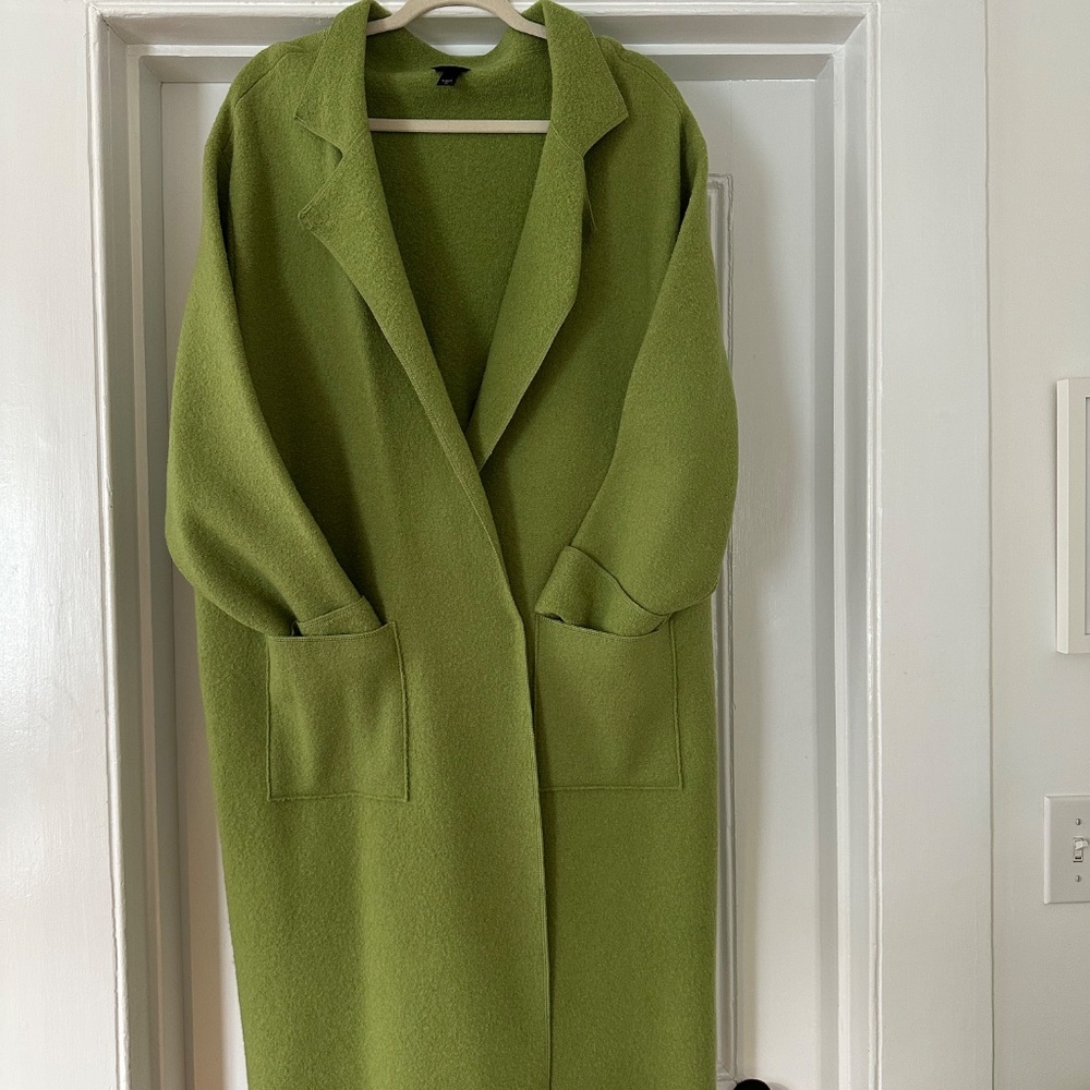 Eileen Fisher Spring Green Boiled Wool Coat: Size XL.